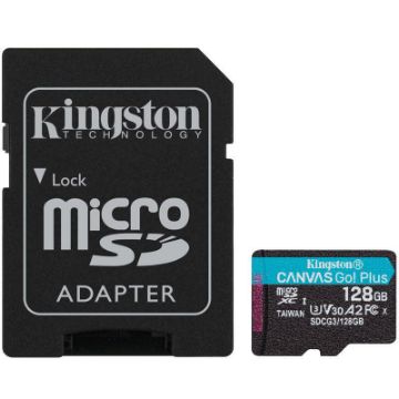 Prikaži podrobnosti za Spominska kartica Kingston microSDXC 128GB Canvas GO Class10 UHS-I U3 (SDCG/128GB)  Slika Spominska kartica Kingston microSDXC 128GB Canvas GO Class10 UHS-I U3 (SDCG/128GB)