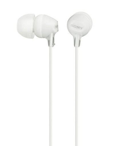 Slika Slušalke z ušesnimi čepki Sony MDREX15LPW bele