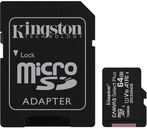 Slika Spominska kartica KINGSTON Canvas Select Plus microSD 64GB Class10 UHS-I adapter (SDCS2/64GB) 