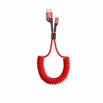 Prikaži podrobnosti za Kabel USB A-C 1m 2A spiralni rdeč Baseus Slika Kabel USB A-C 1m 2A spiralni rdeč Baseus
