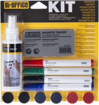 Prikaži podrobnosti za Komplet za belo tablo, srednji (sprej, gobica, 4 markerji, magneti) Slika Komplet za belo tablo, srednji (sprej, gobica, 4 markerji, magneti)