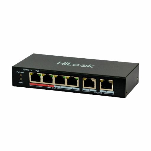 Slika Stikalo HiLook NS-0106P-35,  6-port, 4x PoE, mini kovinsko ohišje, 100 Mbits