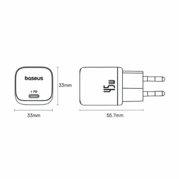 Prikaži podrobnosti za Baseus polnilec 45W USB TipC QC PD bel PicoGo Slika Baseus polnilec 45W USB TipC QC PD bel PicoGo